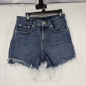 Lucky Brand Denim Shorts Womens 0/25 Blue Relaxed Short High Rise Frayed Raw Hem